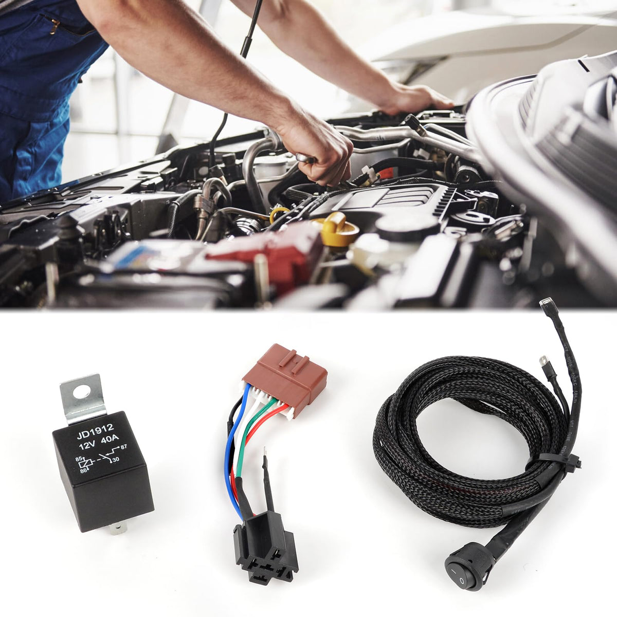 DXGTOZA front product packaging showing complete relay kit and components