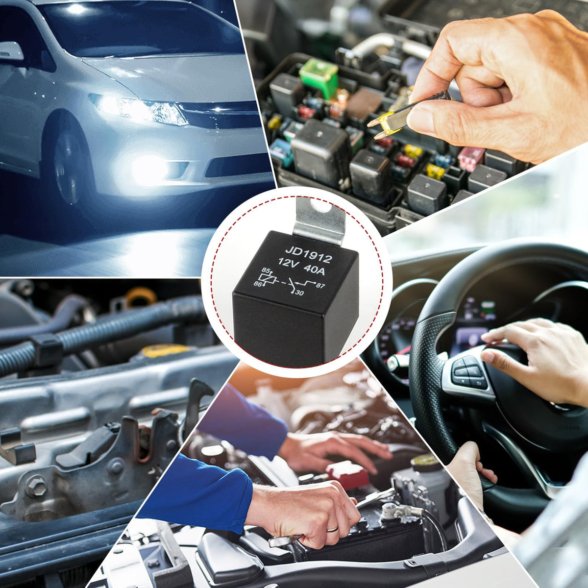DXGTOZA installed under hood near relay socket demonstrating easy replacement benefit