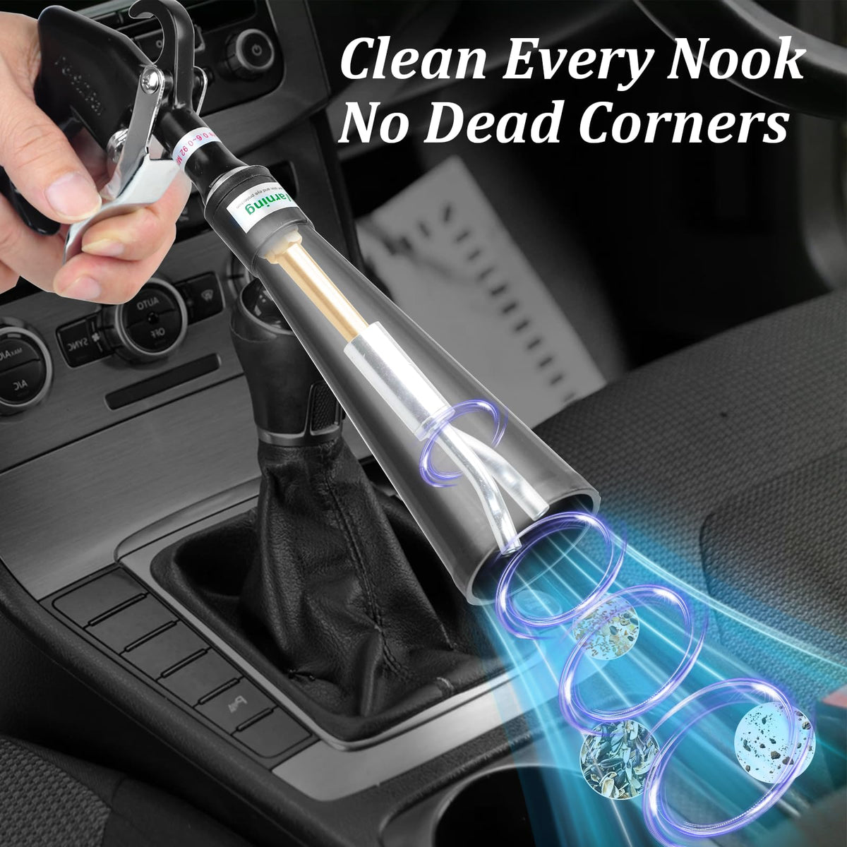 DXphita in-use on car interior clearing dust fast benefit