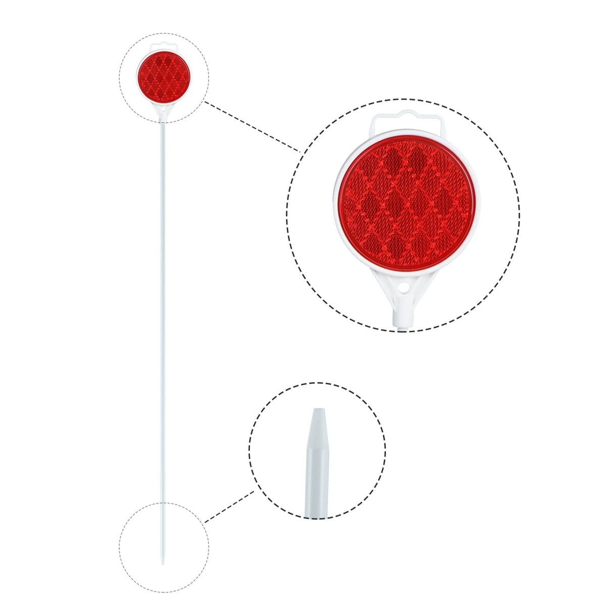 DXSIGN close-up of sealed red reflector housing improving nighttime visibility