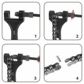 DYC DAIYOKI chain breaker tool in use for precise link removal and sizing