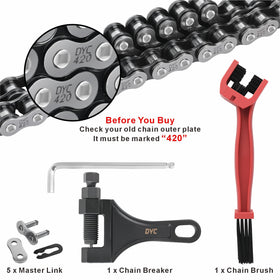 DYC DAIYOKI chain close-up showing rollers and plates for smooth engagement