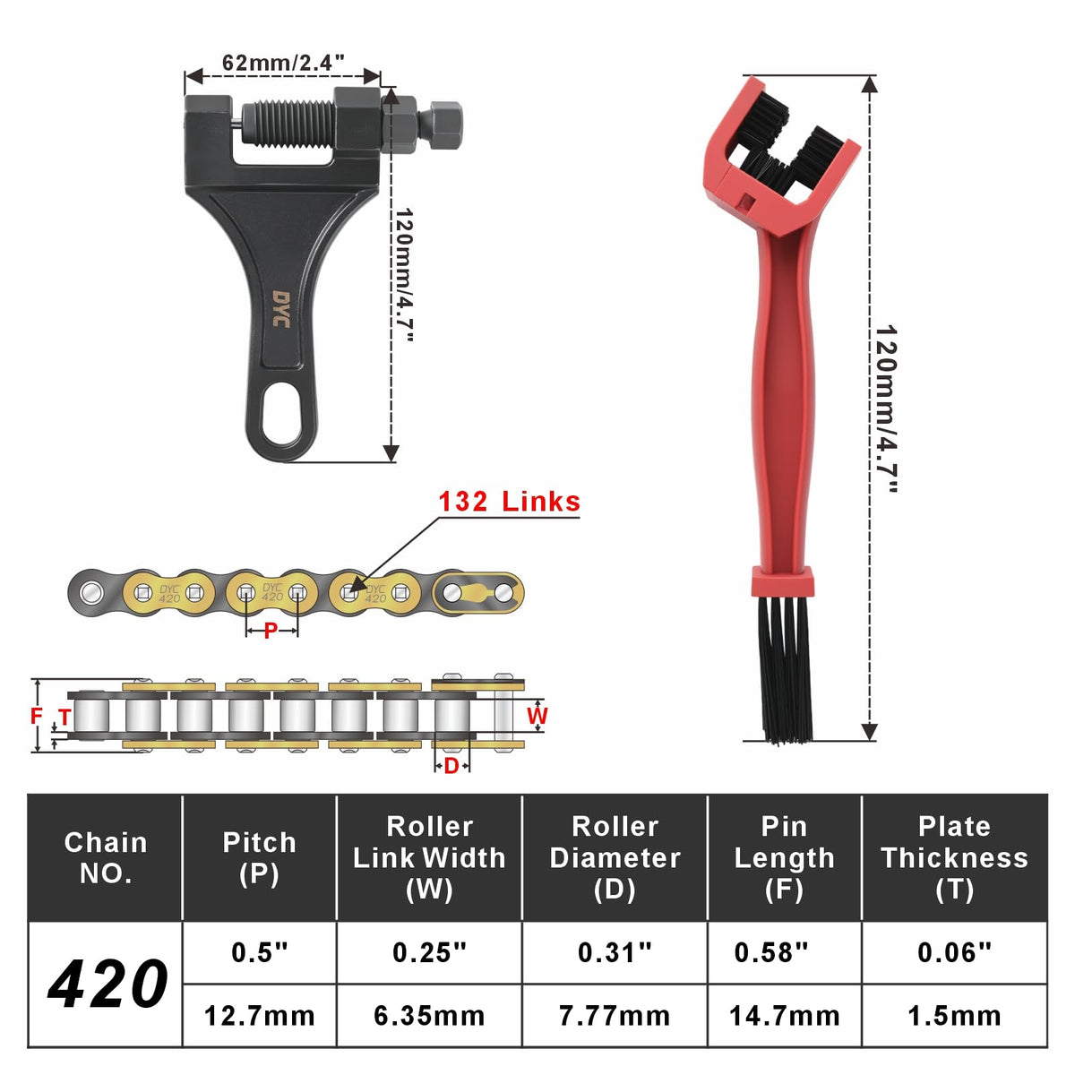 DYC DAIYOKI five master links displayed for quick repairs and convenience benefit