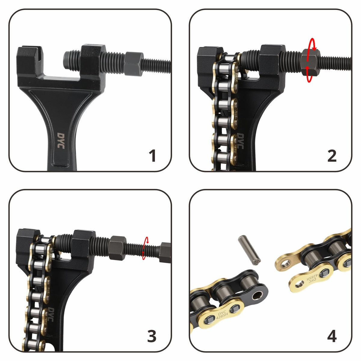 DYCTAHO chain installed on mini bike showing correct fit and alignment