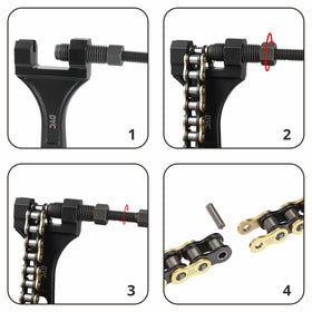 DYCTAHO chain installed on mini bike showing correct fit and alignment