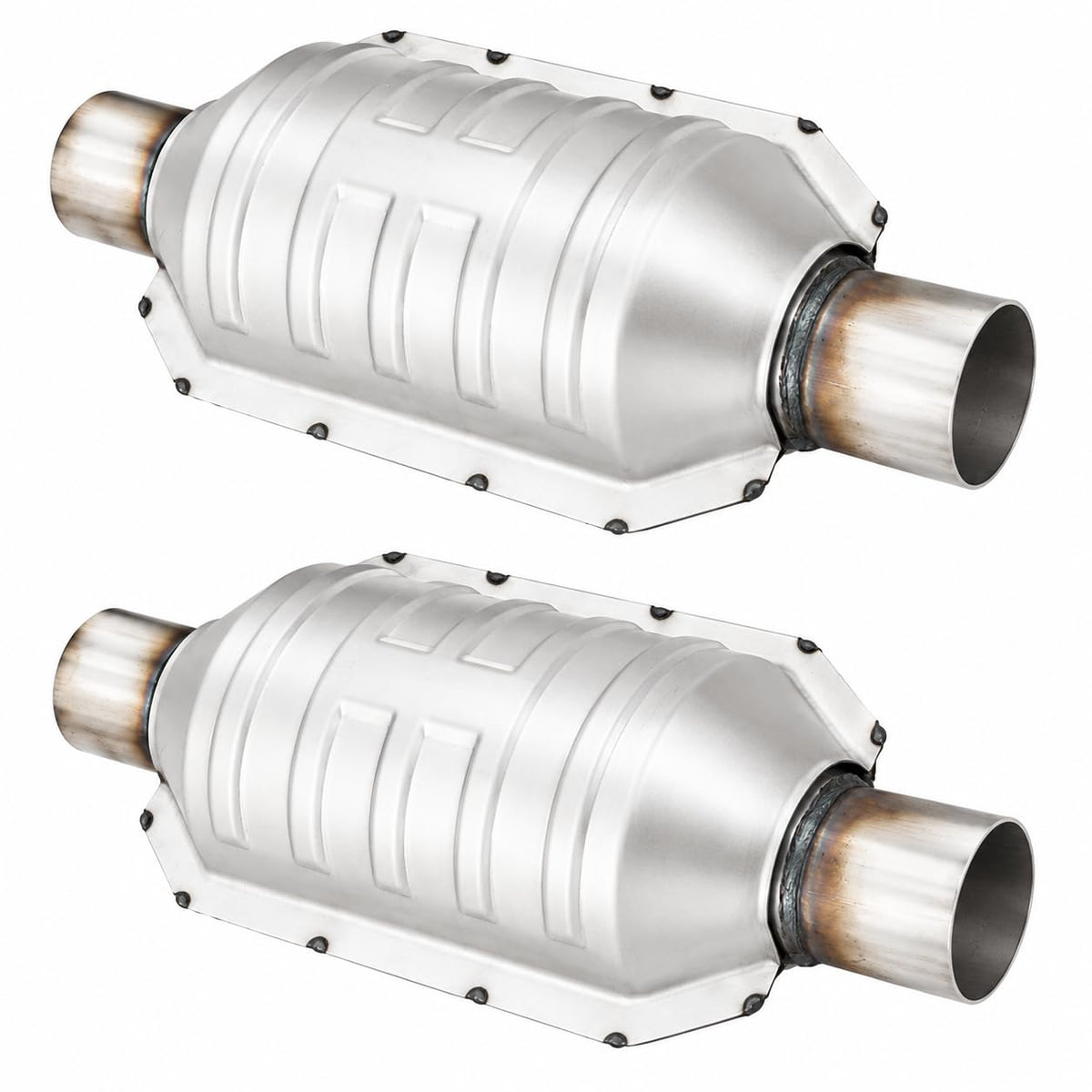 Dylannet catalytic converter front view showing stainless shell and EPA-compliant labeling for reliable performance