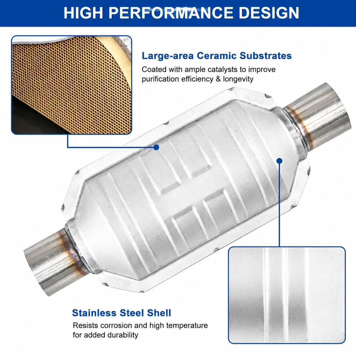 Dylannet catalytic converter weld-ready flange and clean joint area for professional exhaust installation
