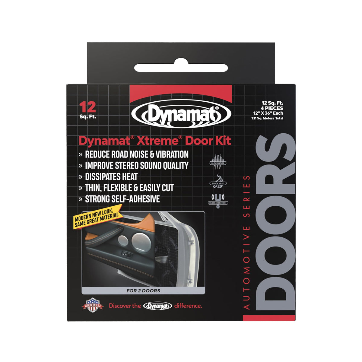 Dynamat front packaging showing kit contents and quick application benefit