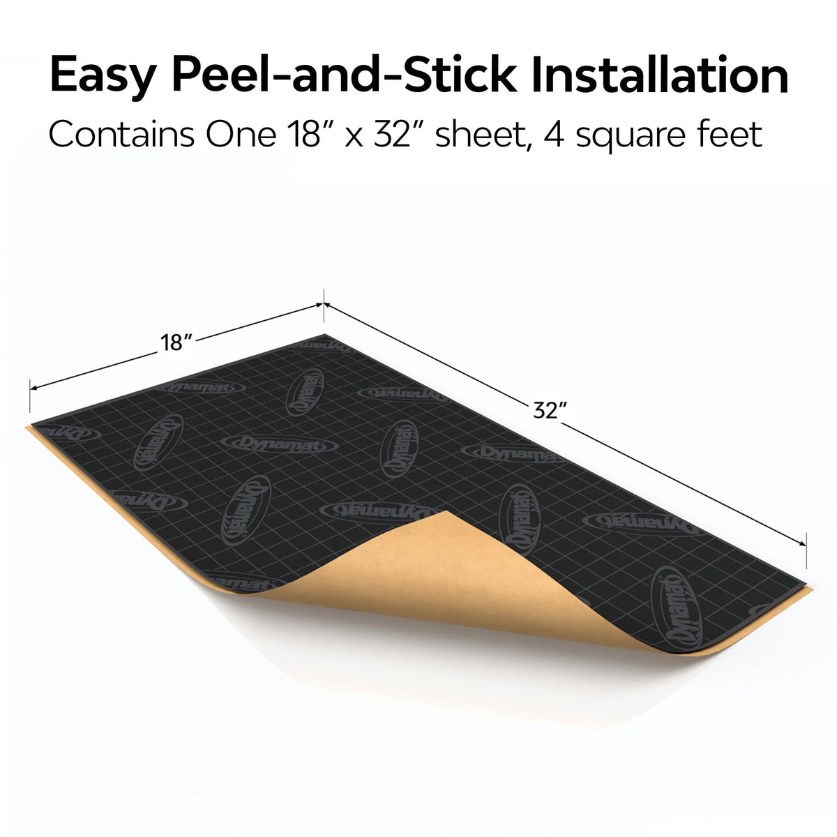 Dynamat on a car floor with tape measure for scale showing coverage benefit