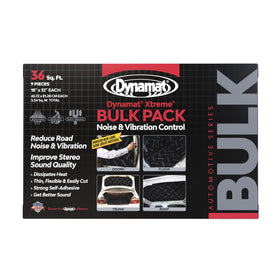 Dynamat Xtreme front pack showing bulk nine-sheet kit and coverage benefit