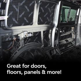 Dynamat applied underside of hood demonstrating heat barrier and noise control