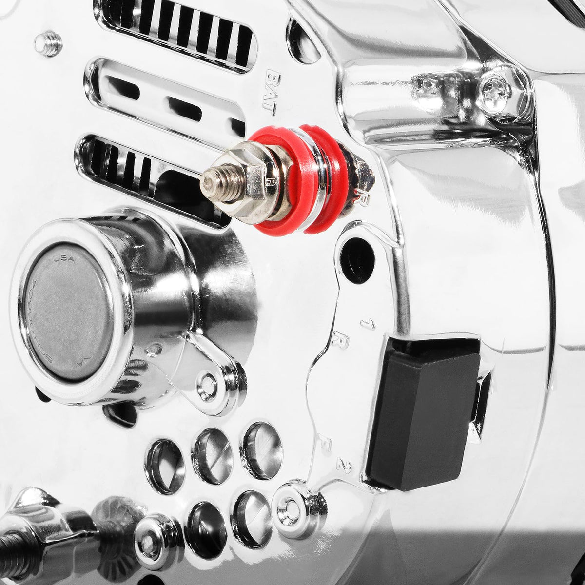DynaVim Parts chrome 10SI pulley and shaft view showing OEM-style pulley fitment