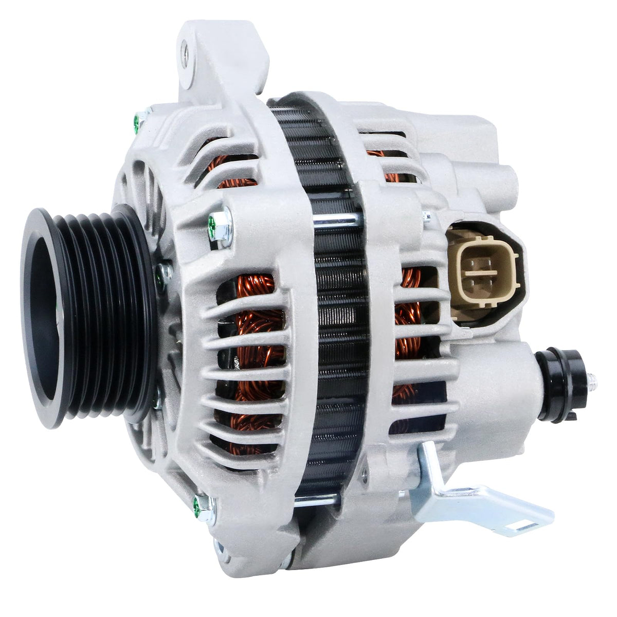 DynaVim Parts alternator pulley close-up highlighting durable finish and alignment benefit