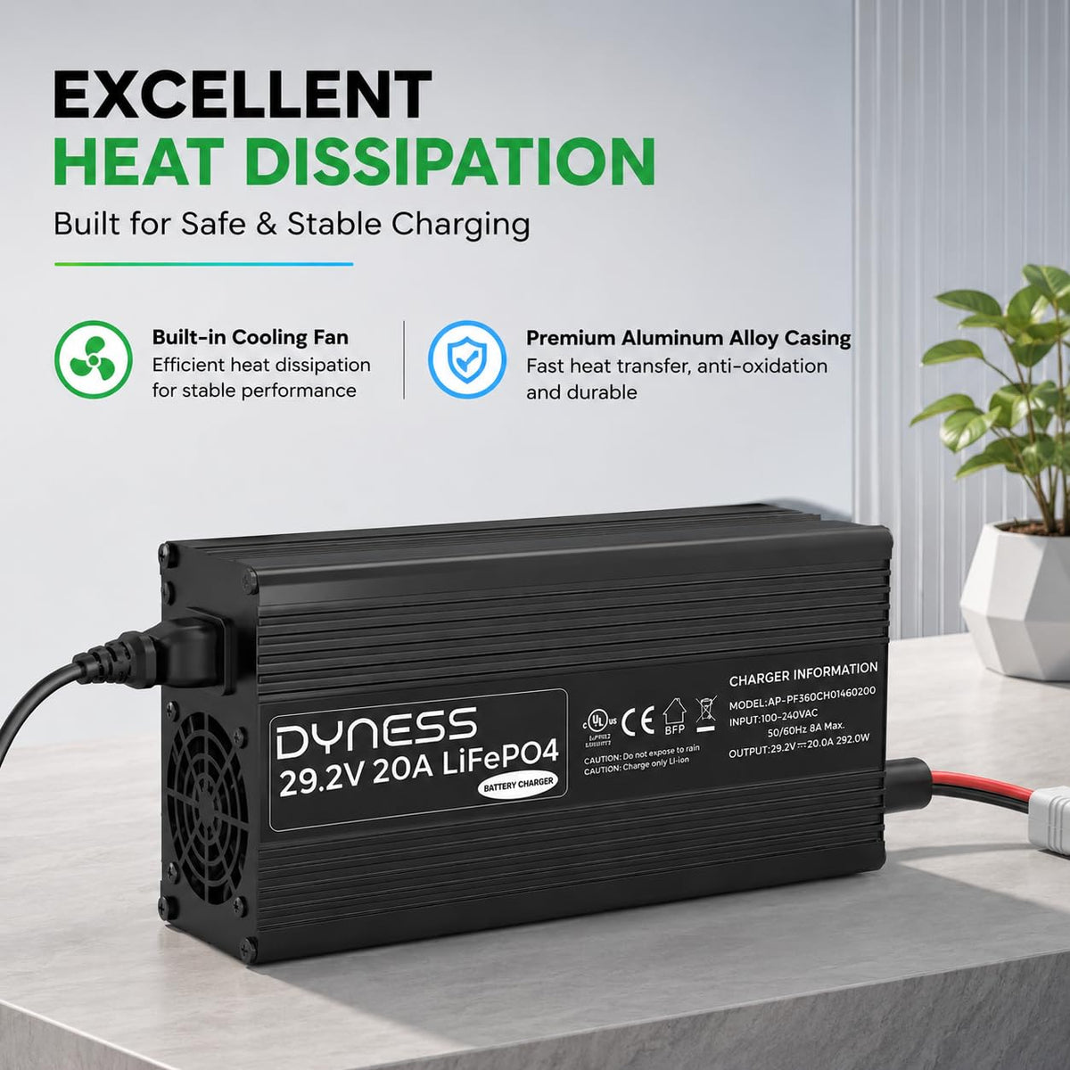 Dyness charger held in hand demonstrating compact, portable size benefit
