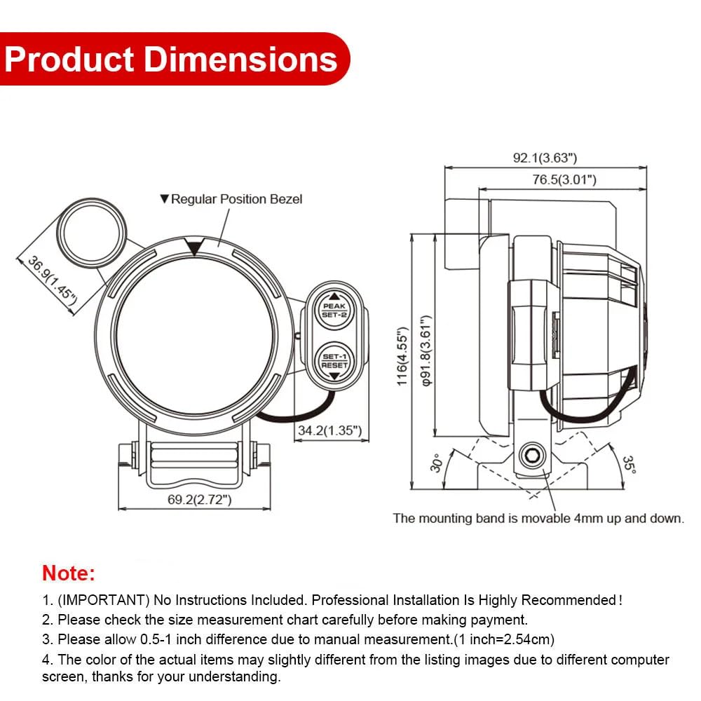 Dyno Racing tachometer installed in dashboard improving RPM awareness