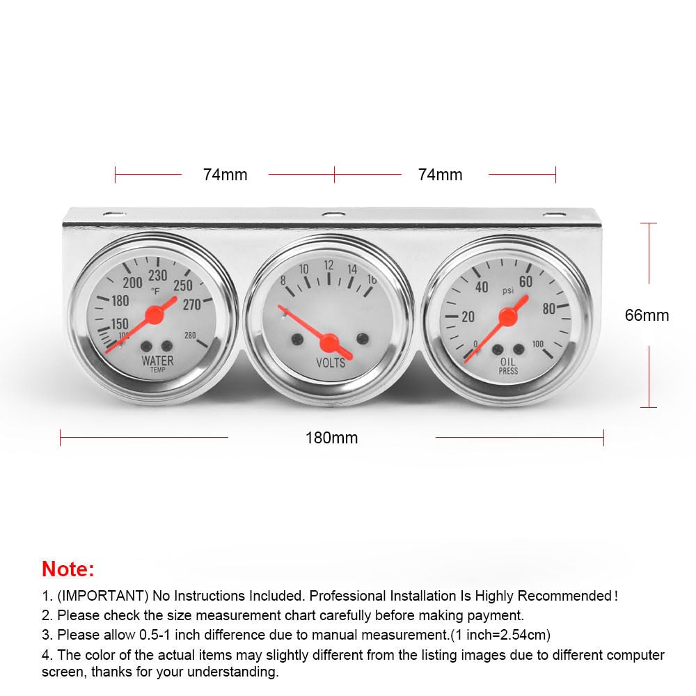 Dyno Racing volt gauge illuminated needle for fast electrical status checks benefit