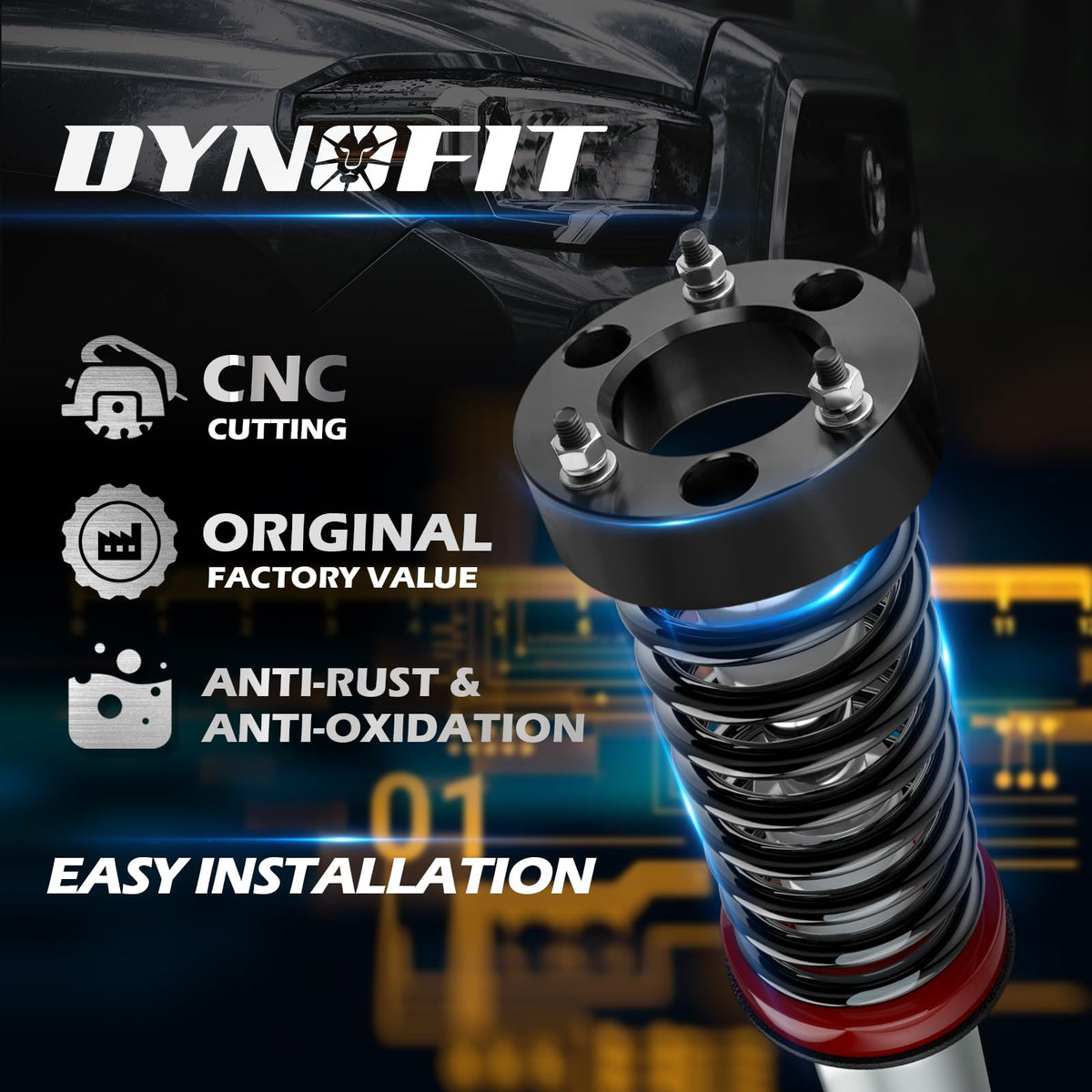 dynofit billet aluminum spacer close-up showing precision machining and durability
