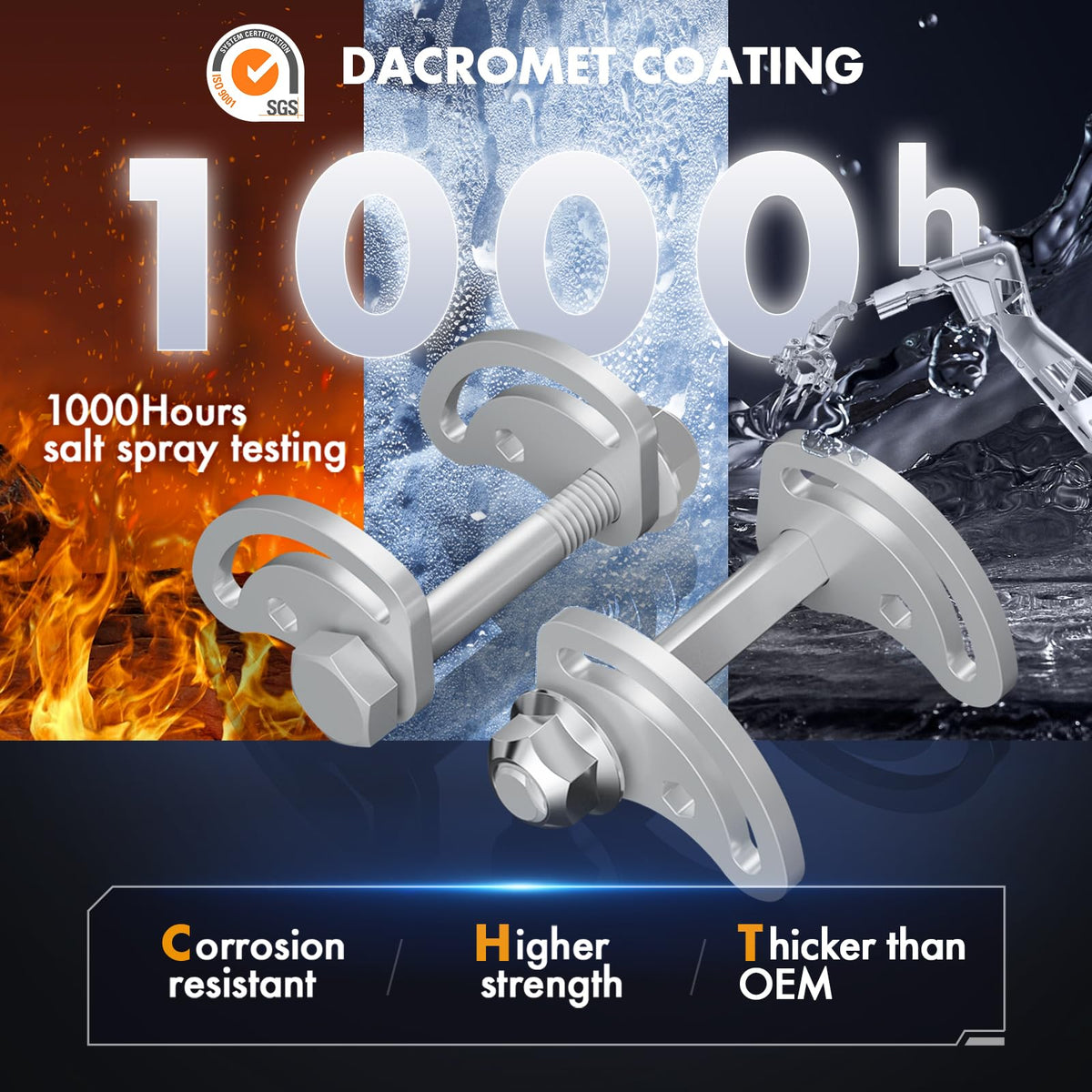 dynofit close-up of dacromet coating protecting bolts from corrosion