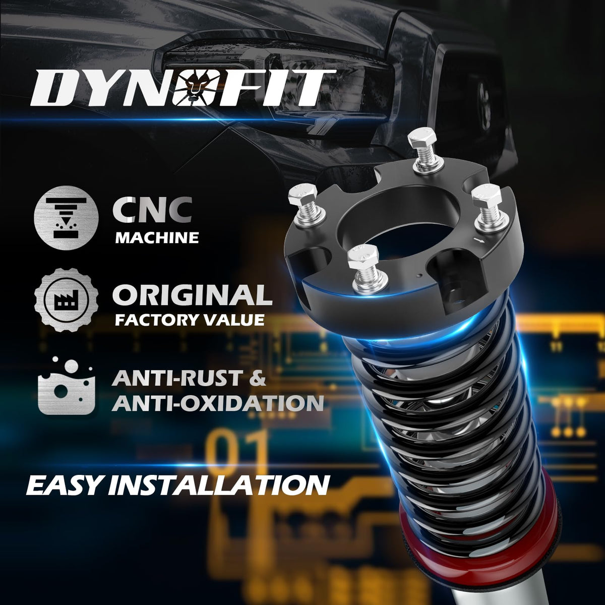 dynofit forged aluminum spacer close-up showing machining and anodized finish for corrosion resistance