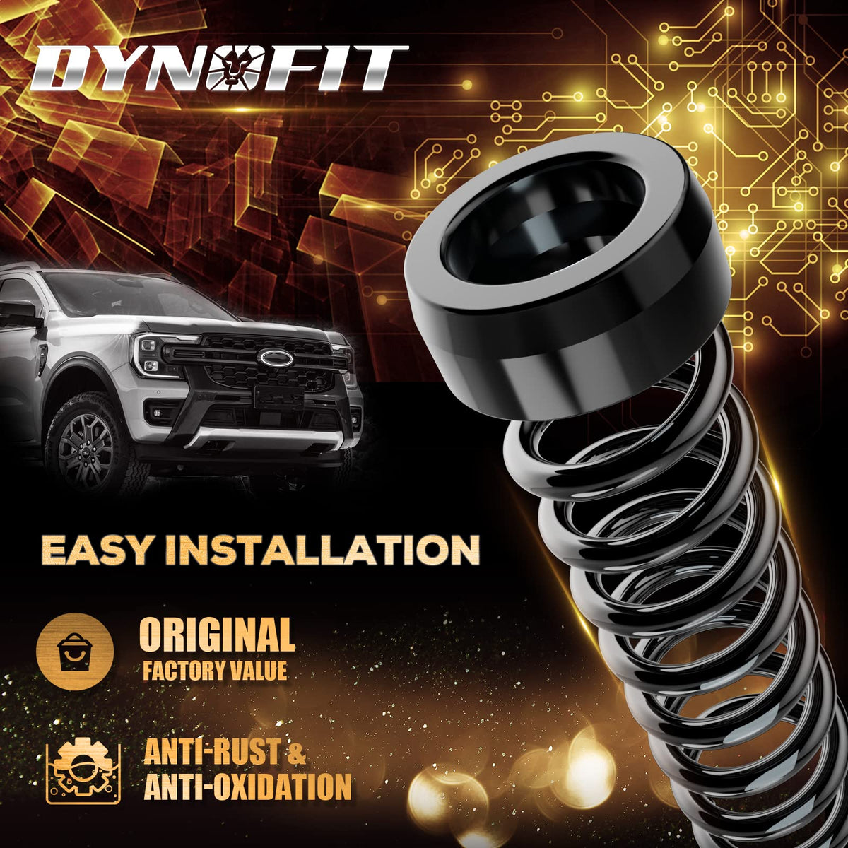 dynofit close-up of polyurethane spacer highlighting durable construction and quieter ride