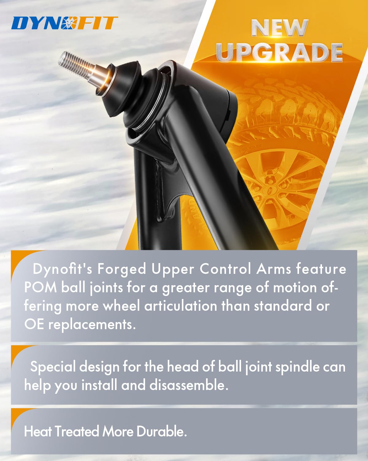 dynofit underbody shot of arms on vehicle illustrating lifted suspension compatibility