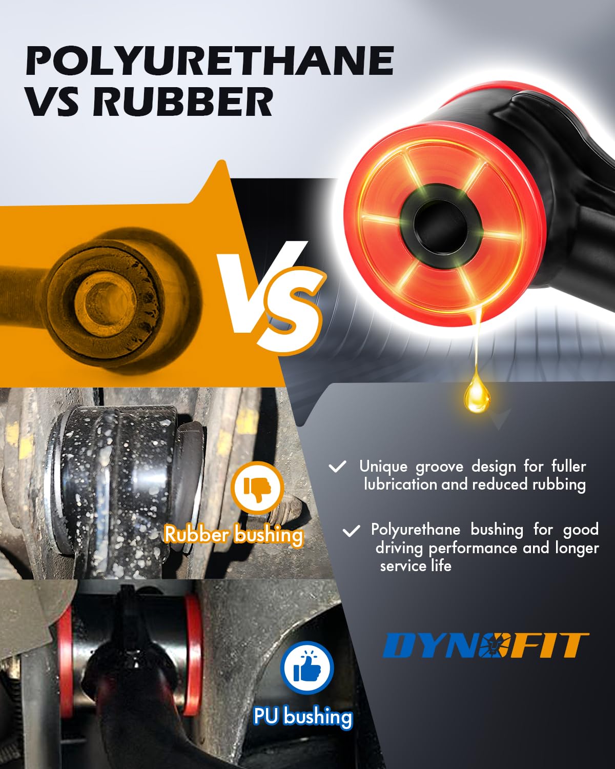 dynofit control arms installed on truck improving alignment and steering response