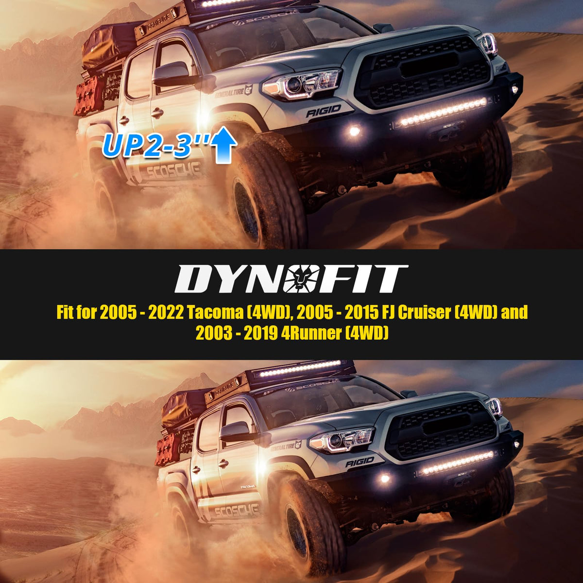 dynofit installed under Tacoma, reduces CV angle and vibration