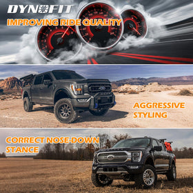 dynofit installed front strut spacer on F-150 improving ground clearance