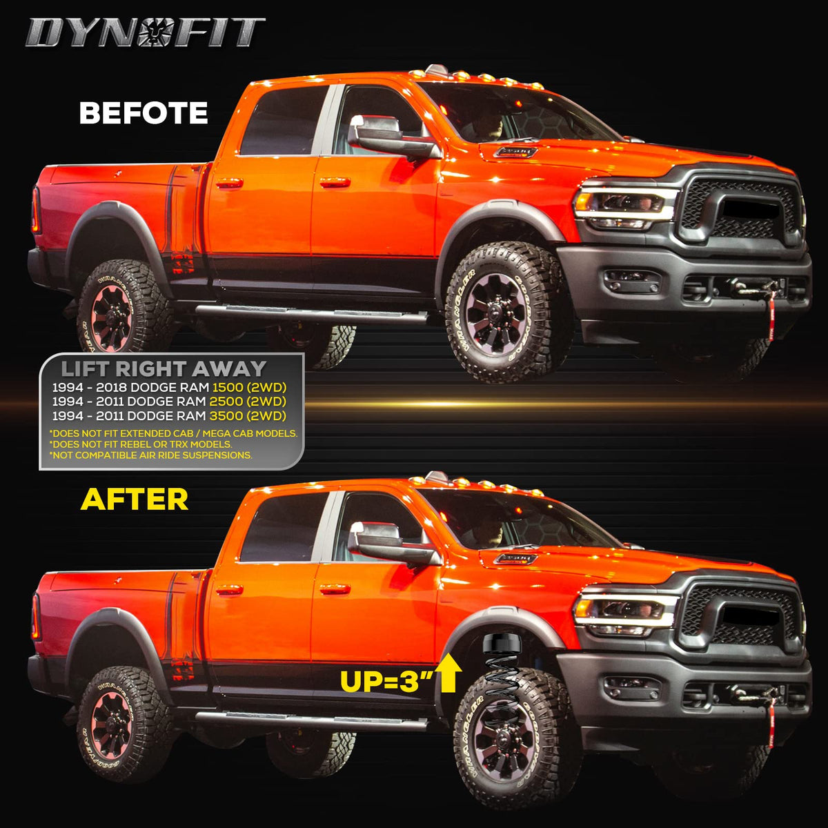 dynofit truck on trail with spacers fitted showing enhanced off-road clearance benefit
