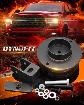 dynofit spacer beside ruler for scale showing accurate 3-inch lift measurement benefit