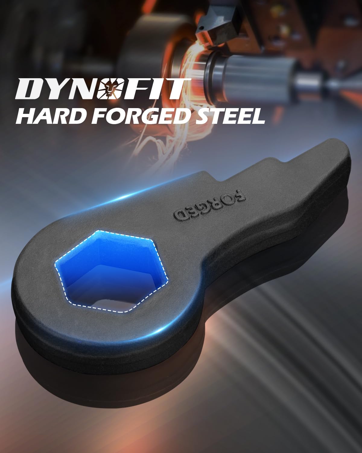 dynofit shock extender bracket detail showing bolt pattern for fitment