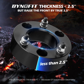 dynofit side-by-side before and after truck profile showing lifted stance benefit