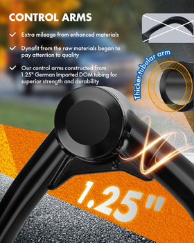 dynofit control arm beside ruler to show scale for correct fitment verification