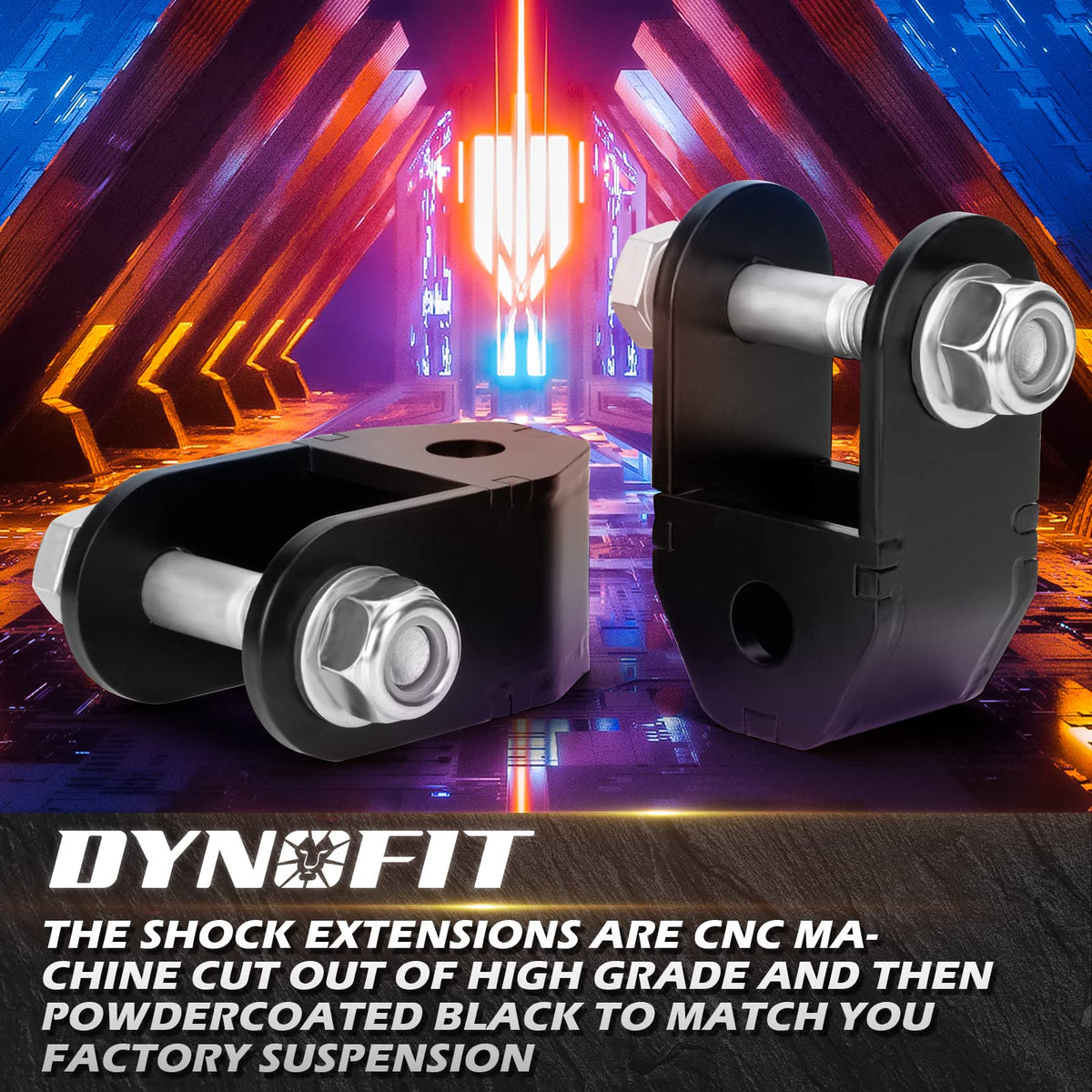 dynofit extenders next to ruler for scale showing accurate 2–4 inch offset