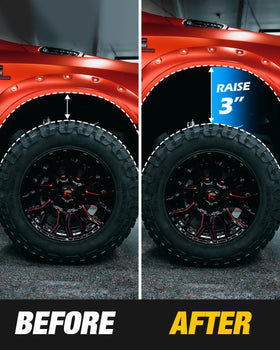 dynofit spacer mounting orientation diagram illustrating 3-inch effective lift