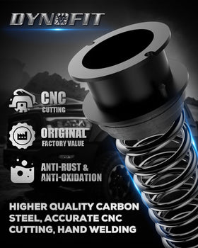 dynofit strut spacer closeup showing carbon steel finish and corrosion protection