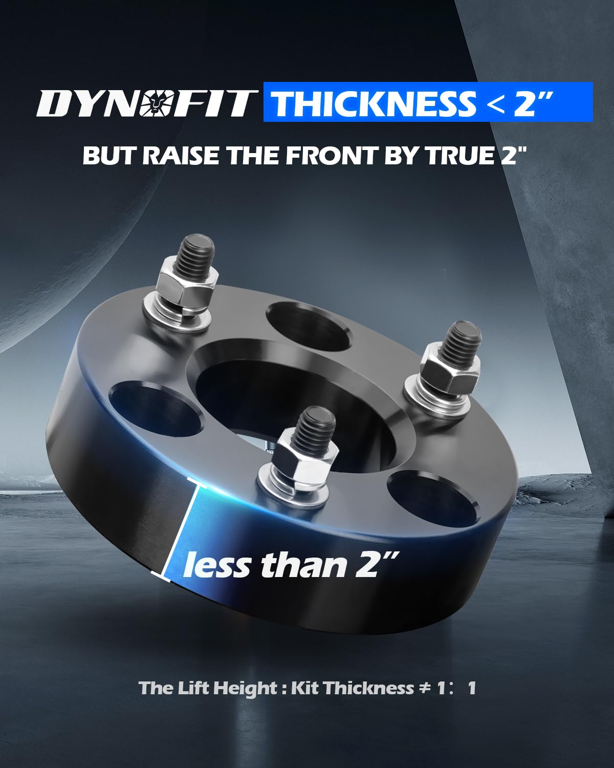 dynofit underside photo showing spacer mounted on strut for confident fitment