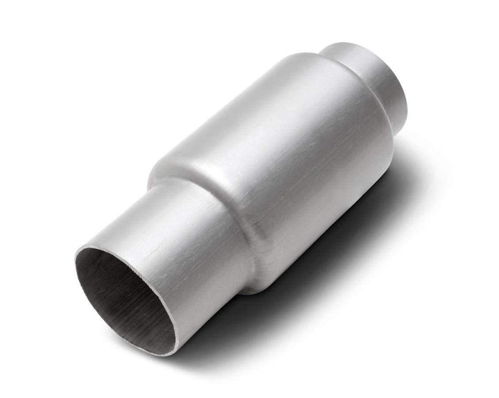 Dynomax Race Bullet 24250 front angle view showing compact welded body and high-flow design