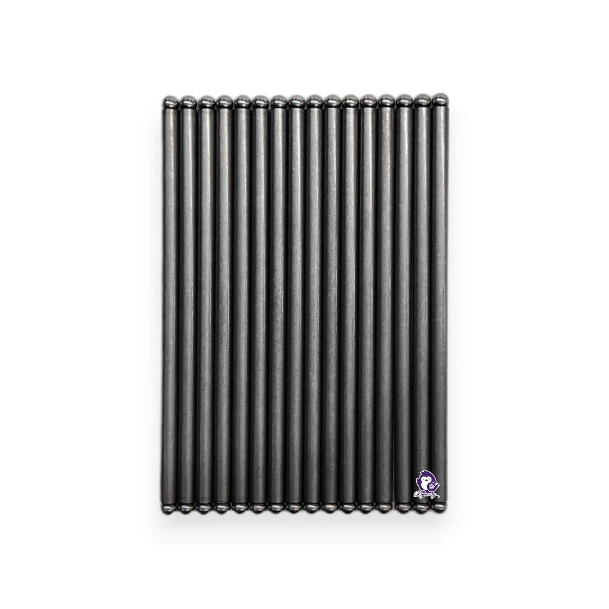 Dynosty BTR pushrods beside ruler showing 7.400 inch length for accurate selection