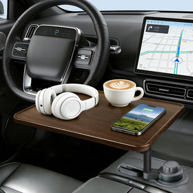 DYNVEX front view installed in car cup holder showing tidy workspace benefit