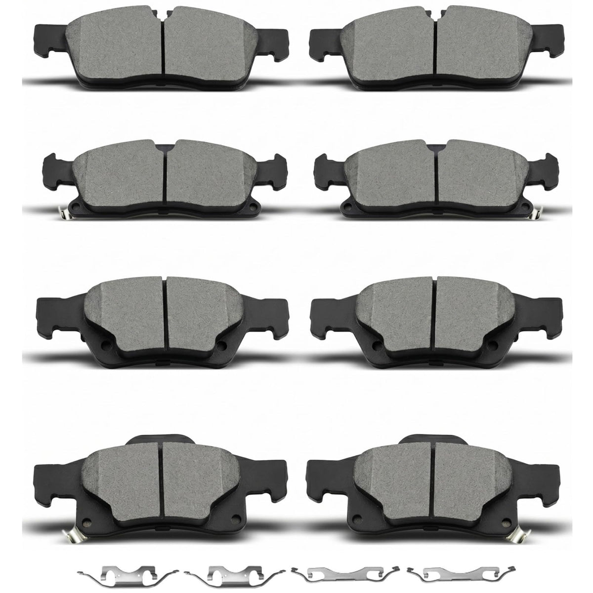 DYZJKWJW front and rear brake pad kit in packaging showing full set and benefit clean install