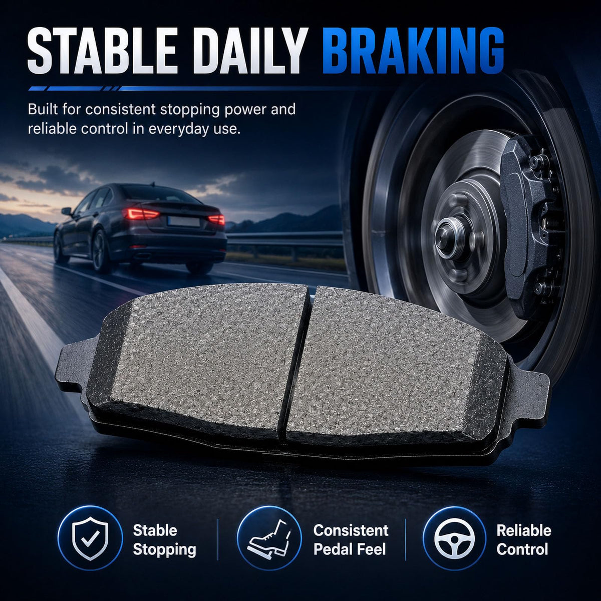 DYZJKWJW brake pad beside ruler for scale indicating correct size and easy replacement