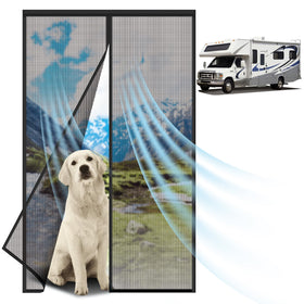 DZGKGM front view installed on RV door showing insect protection and airflow