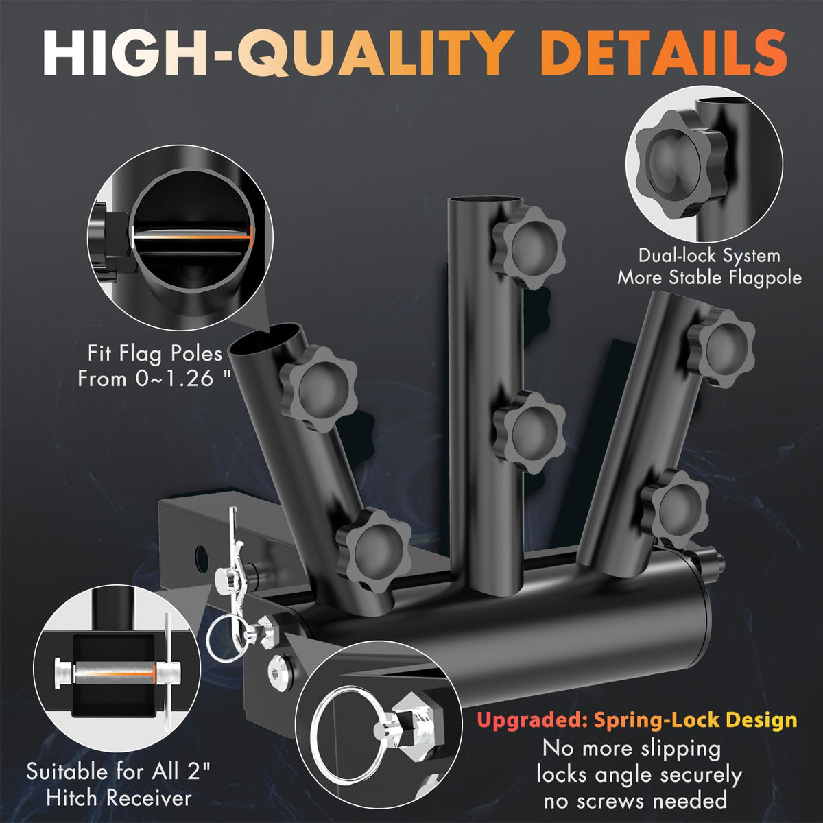 DZGKGM side view with one arm at 90° showing adjustable angles for clearance and visibility