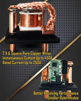 DZSSCY copper wiring and relay close-up revealing heavy-duty contacts for high current handling