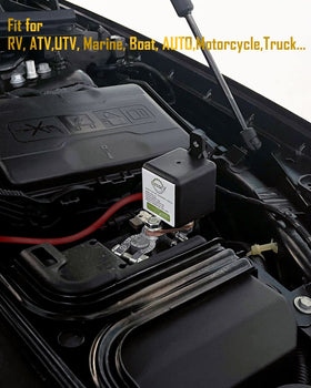DZSSCY unit installed on an RV at a campsite protecting battery life during storage