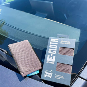 E-Cloth detail of smooth side polishing glass to streak-free finish