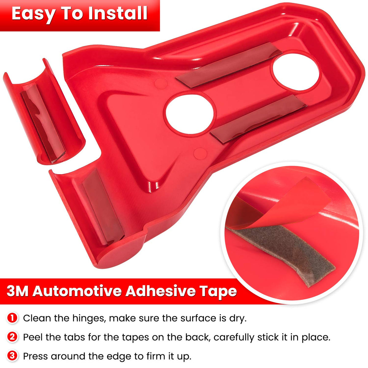 E-cowlboy adhesive backing detail highlighting strong 3M bond for secure fit