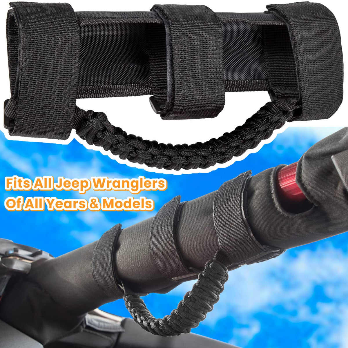 E-cowlboy close-up of 550 paracord texture offering secure non-slip grip and abrasion resistance