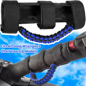 E-cowlboy close-up of blue 550 paracord weave, non-slip grip